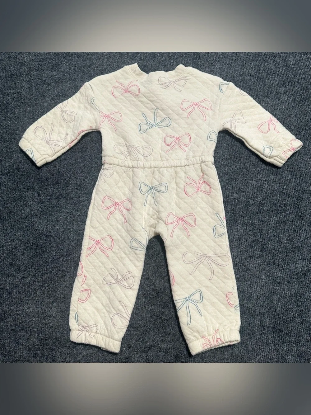 Carter's Quilted Baby Girl Bow Print Long-Sleeve Jumpsuit